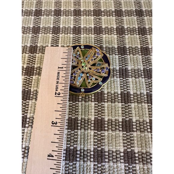 Joan Rivers Gold-Tone Brooch With Multicolored Rhinestones & Enamel 2.5" Diamete - Picture 3 of 14